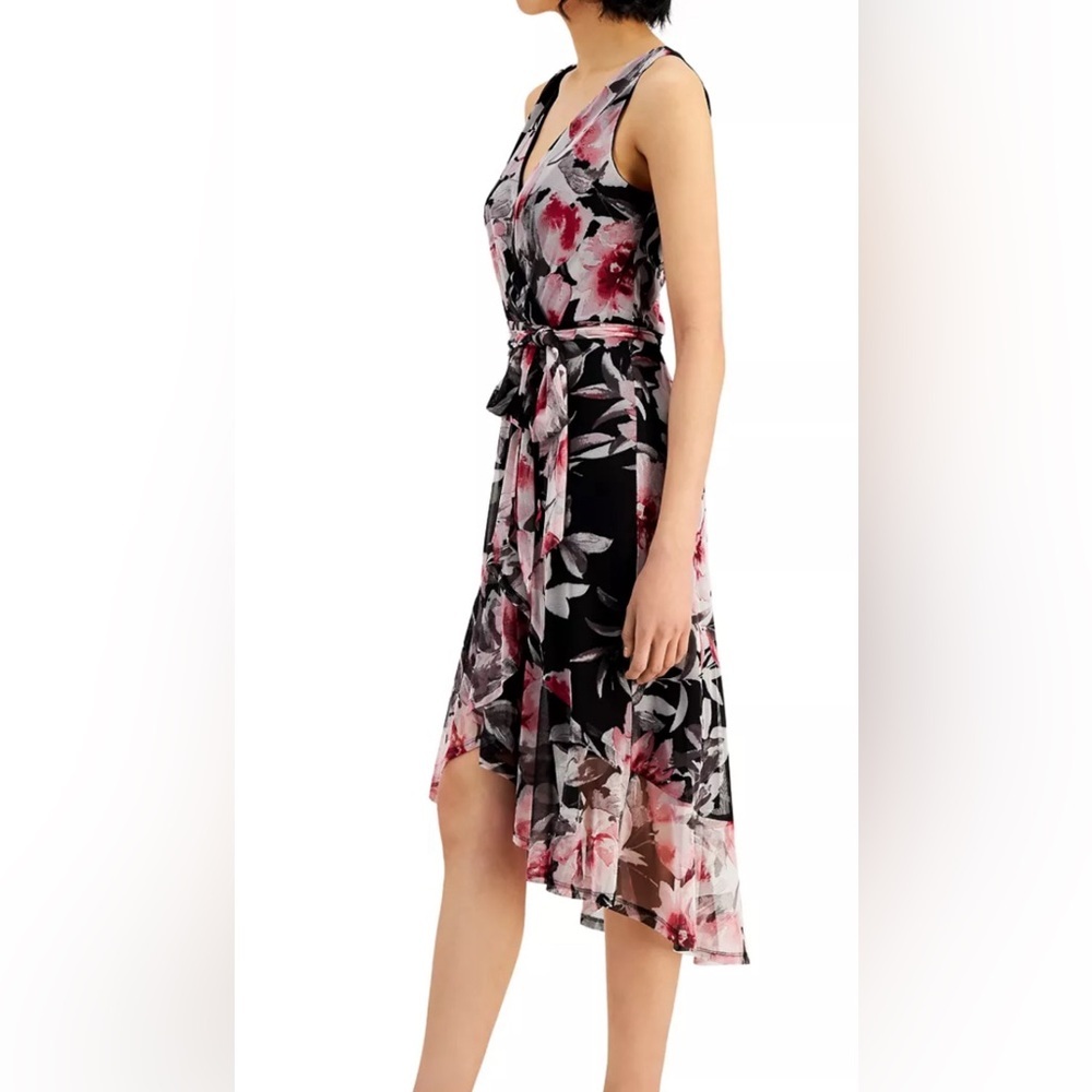 CONNECTED Floral High-Low Ruffled Bottom Dress Tie Waist Size 8 NWT - Picture 11 of 11